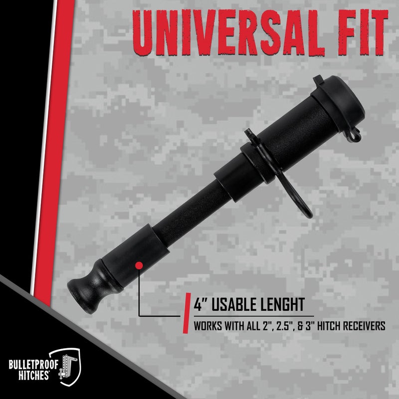 BulletProof Hitches - 5/8"" Trailer Hitch Locking Pins - Universal Fit  Stainless Steel  Weather Resistant Rubber Cap - Black  2 Pack - Image 2